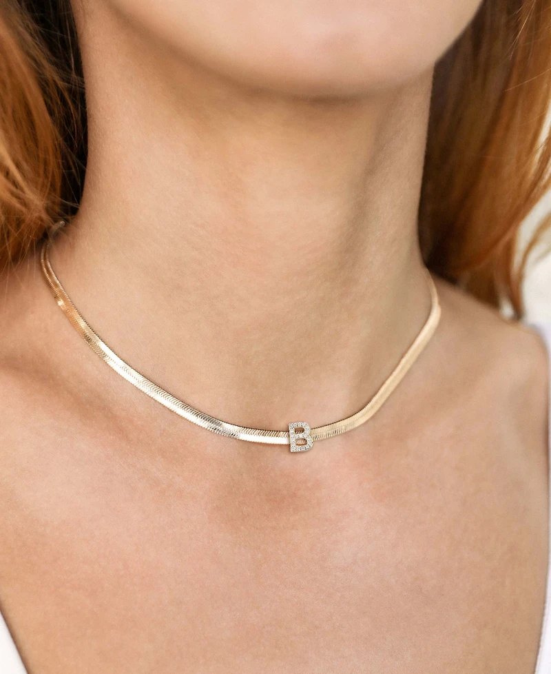 Ettika Initial Herringbone 18K Gold Plated Necklace