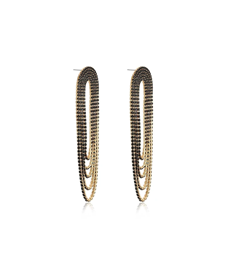 Ettika Glass Drape Fringe 18K Gold Plated Earrings