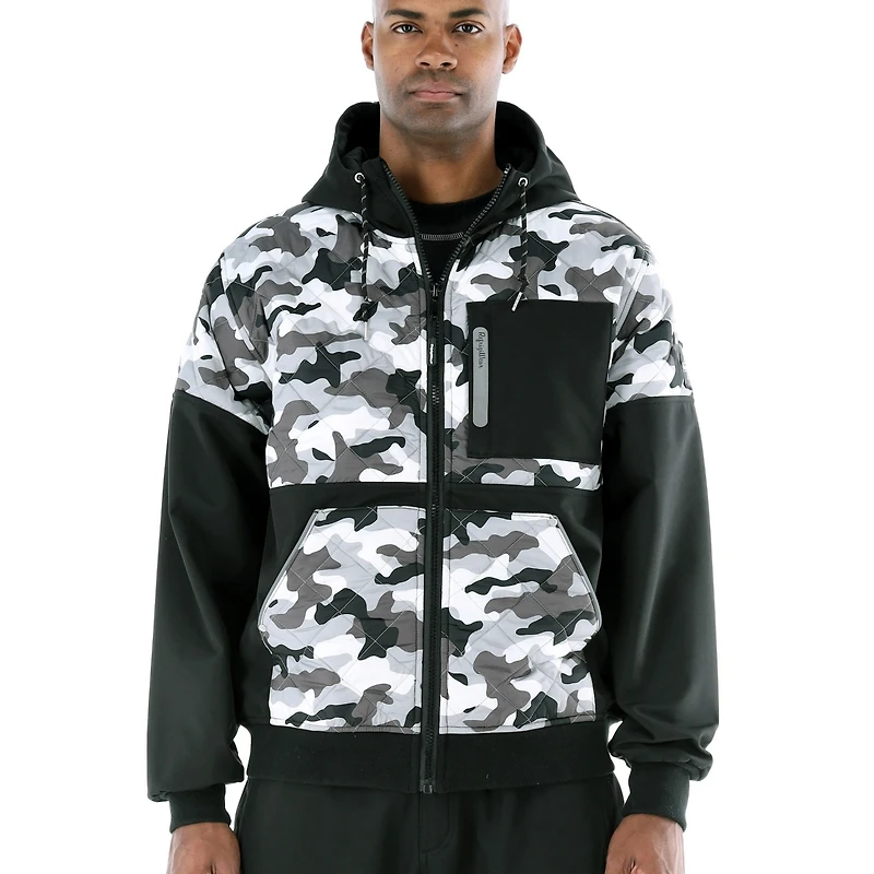 RefrigiWear Men's Camo Diamond Quilted Hooded Jacket Camouflage Winter Coat, Insulated Outdoor Gear
