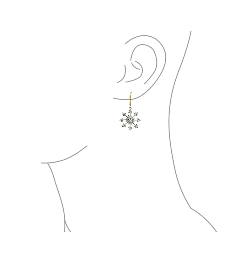 Bling Jewelry Christmas Cubic Zirconia Lever back Frozen Winter Holiday Party Cz Snowflake Dangle Earrings For Gold Plated Brass