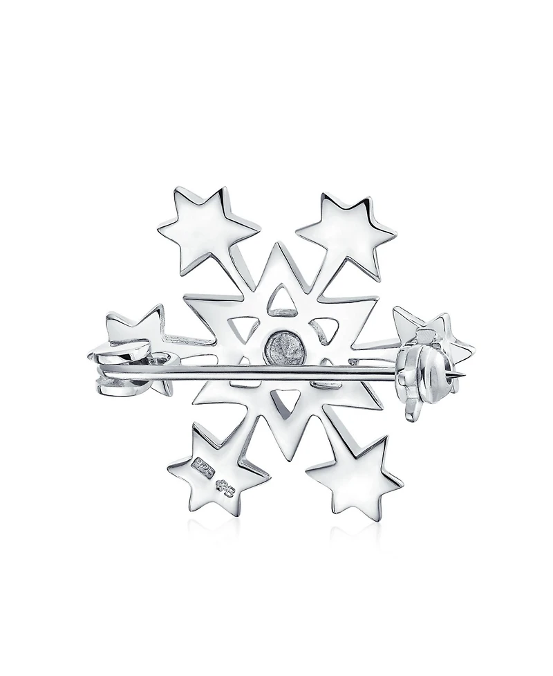 Bling Jewelry Frozen Winter Aqua Ice Blue Holiday Party Cz Cubic Zirconia Snowflake Brooch Christmas Pin Sterling Silver