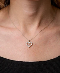 Diamond Open Heart Pendant Necklace (1/2 ct. t.w.) 14k White or Yellow Gold, 18" + 2" extender