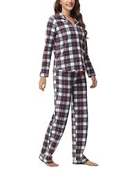 Ink+Ivy Women's Long Sleeve Notch Collar Top with Lounge Pants 2 Piece Pajama Set