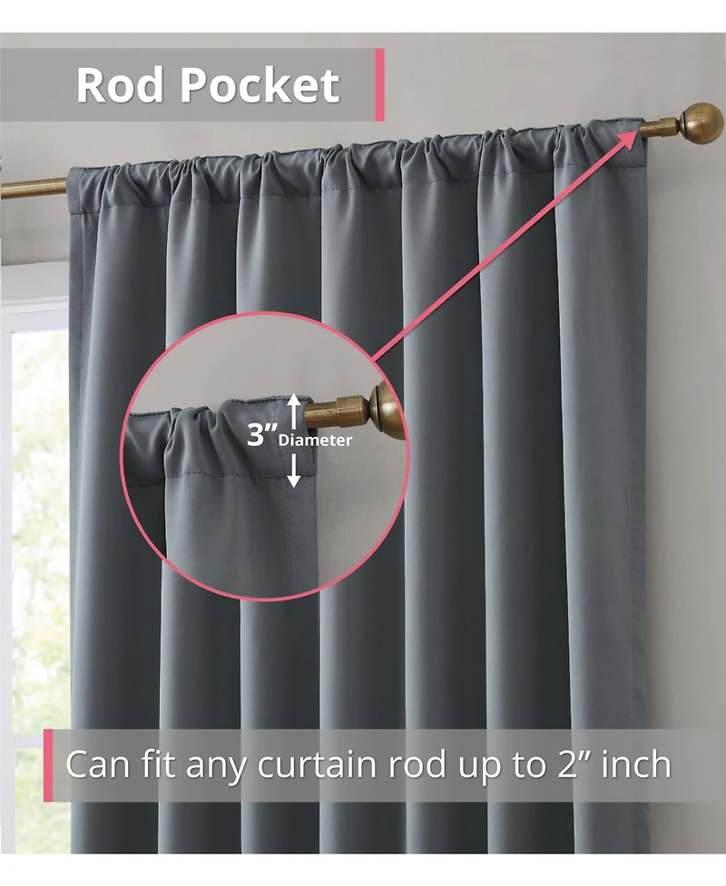 Hlc.me Hamilton 100% Complete Blackout Lined with Heavy Double Layer Thermal Insulated Energy Smart Rod Pocket Back Tab Window Curtains
