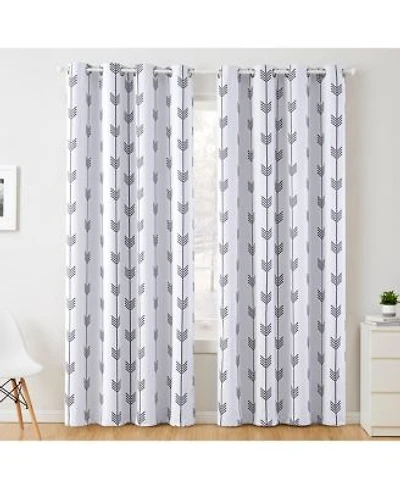 Arrow Printed Privacy Blackout Energy Efficient Room Darkening Thermal Grommet Window Curtain Drape Panels For Bedroom Set Of 2