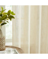 Hlc.me Linda Faux Linen Textured Semi Sheer Privacy Sun Light Filtering Transparent Window Rod Pocket Long Thick Curtains Drapery Panels for Bedroom
