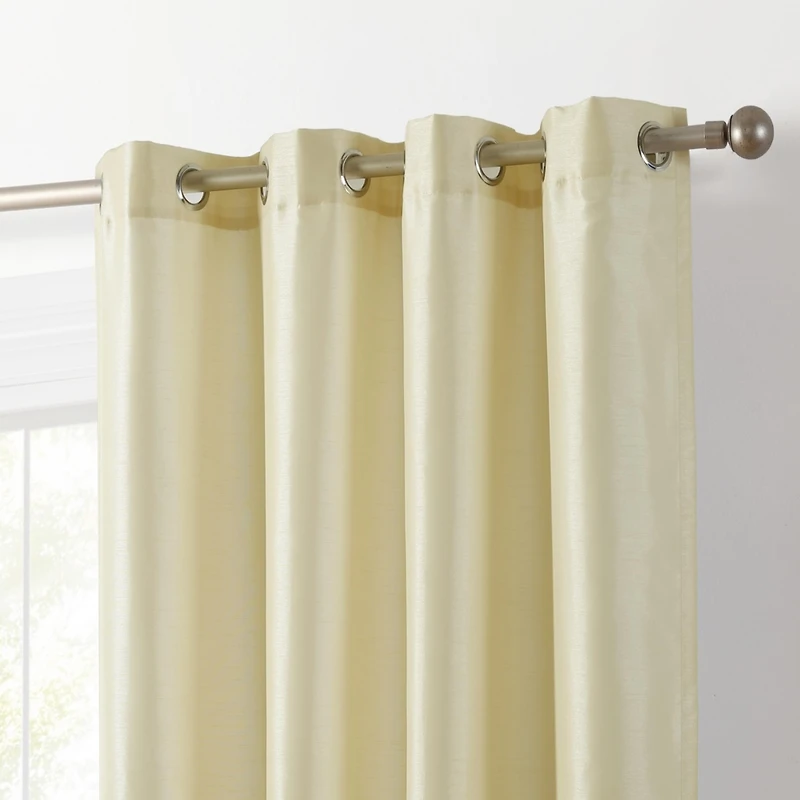 Hlc.me Jefferson Faux Silk Semi Sheer Light Filtering Microfiber Lined Grommet Lightweight Window Curtain Panels
