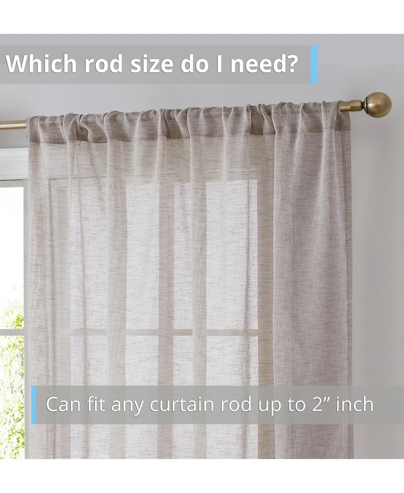 Hlc.me Penelope Faux Linen Textured Semi Sheer Privacy Sun Light Filtering Transparent Window Rod Pocket Thick Curtain Panels