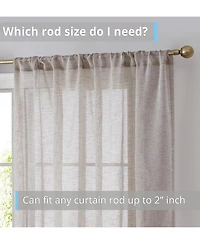 Hlc.me Penelope Faux Linen Textured Semi Sheer Privacy Sun Light Filtering Transparent Window Rod Pocket Thick Curtain Panels