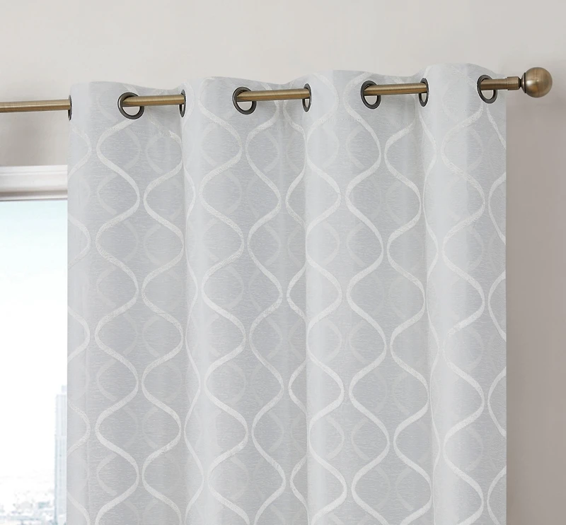Hlc.me Versailles Lattice Flocked 100% Complete Blackout Thermal Insulated Window Curtain Grommet Panels, Energy Savings & Soundproof