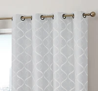 Hlc.me Versailles Lattice Flocked 100% Complete Blackout Thermal Insulated Window Curtain Grommet Panels, Energy Savings & Soundproof