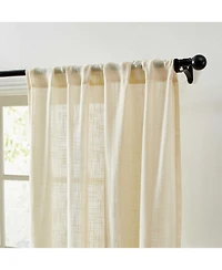 Hlc.me Linda Faux Linen Textured Semi Sheer Privacy Sun Light Filtering Transparent Window Rod Pocket Short Thick Curtains Drapery Panels for Kitchen