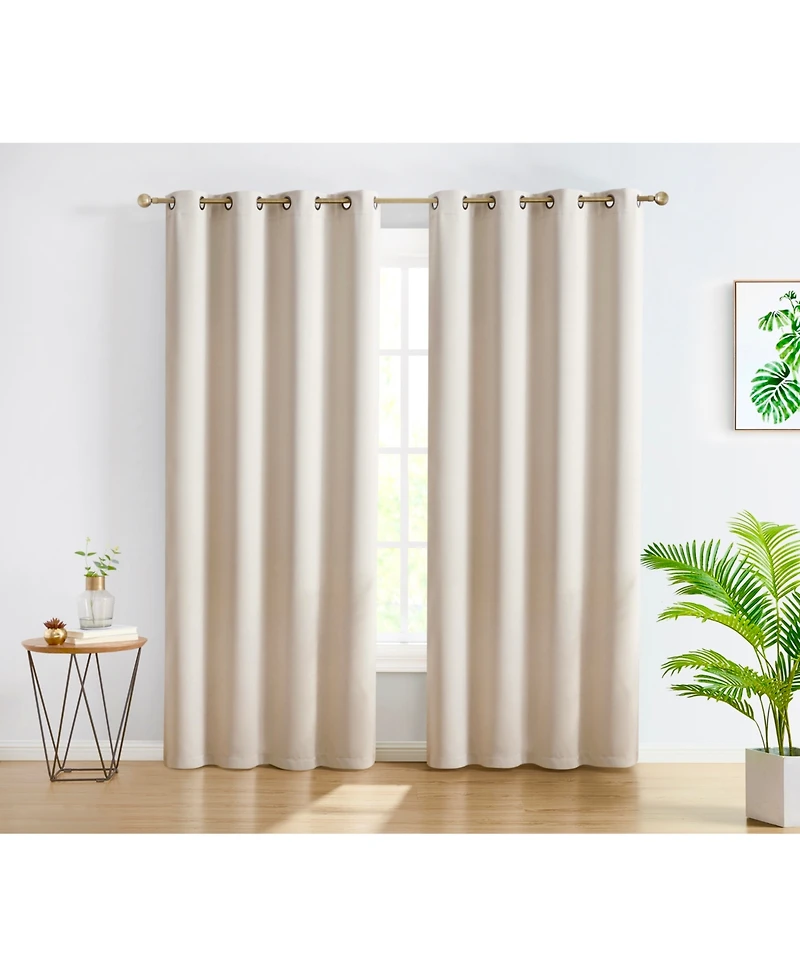 Hlc.me Oxford Room Darkening Curtains for Bedroom, Noise Reduction Thermal Insulated Window Curtain Grommet Panels