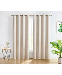 Hlc.me Oxford Room Darkening Curtains for Bedroom, Noise Reduction Thermal Insulated Window Curtain Grommet Panels
