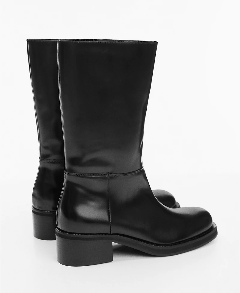 Mango Women's Plain Leather Ankle Boots