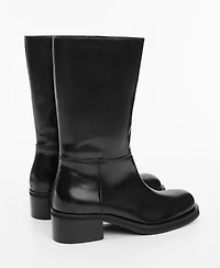 Mango Women's Plain Leather Ankle Boots