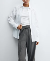 Mango Women's Elastic Waist Wideleg Pants