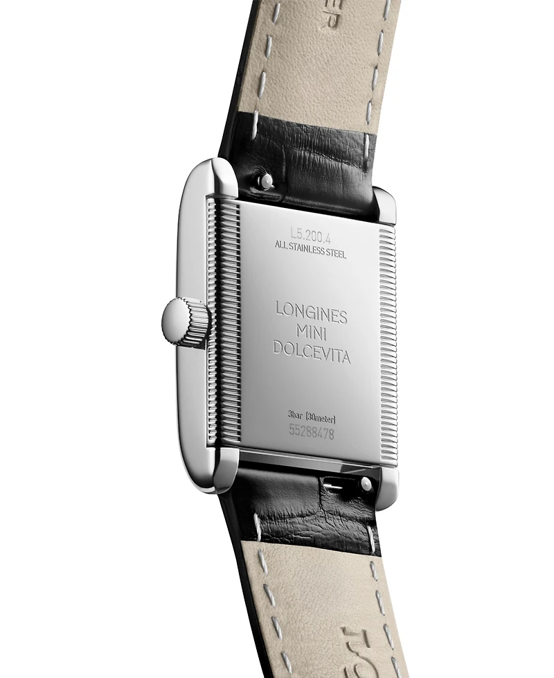 Longines Women's Swiss Mini DolceVita Black Strap Watch 22x29mm