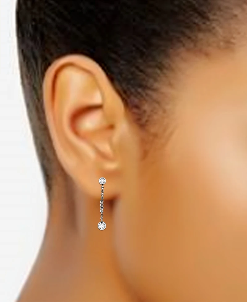 Giani Bernini Cubic Zirconia Chain Bezel Drop Earrings in Sterling Silver, Created for Macy's