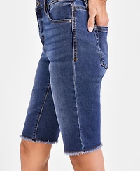 Style & Co Women's Mid-Rise Raw-Edge Bermuda Jean Shorts, Created for Macy's