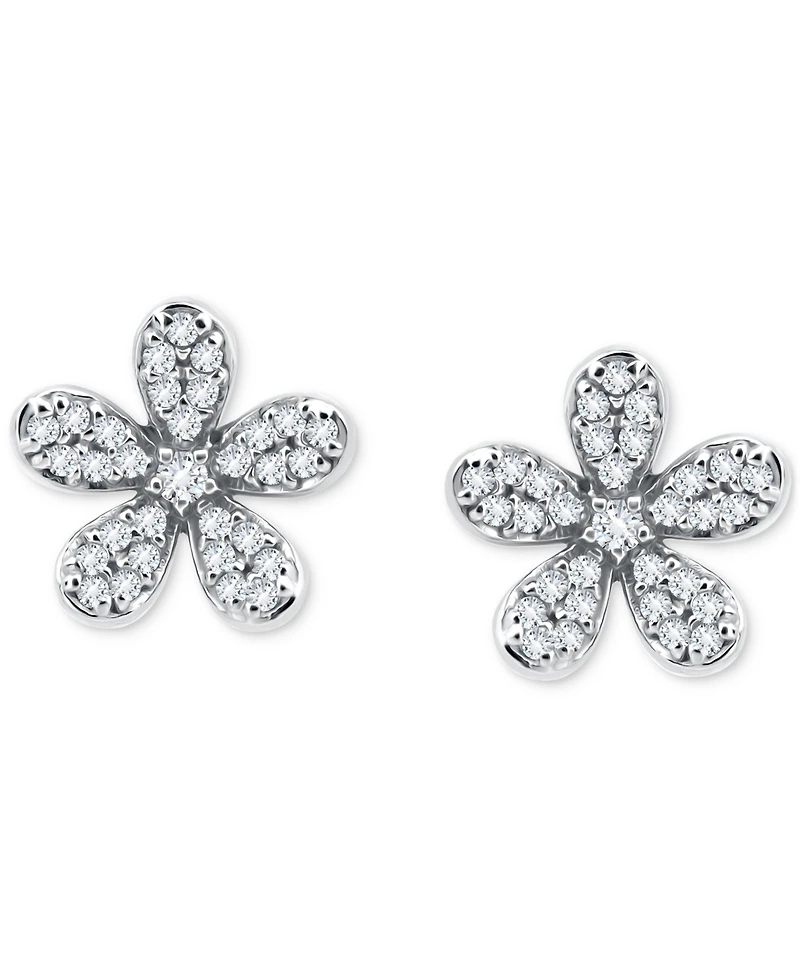 Giani Bernini Cubic Zirconia Flower Stud Earrings in Sterling Silver, Created for Macy's