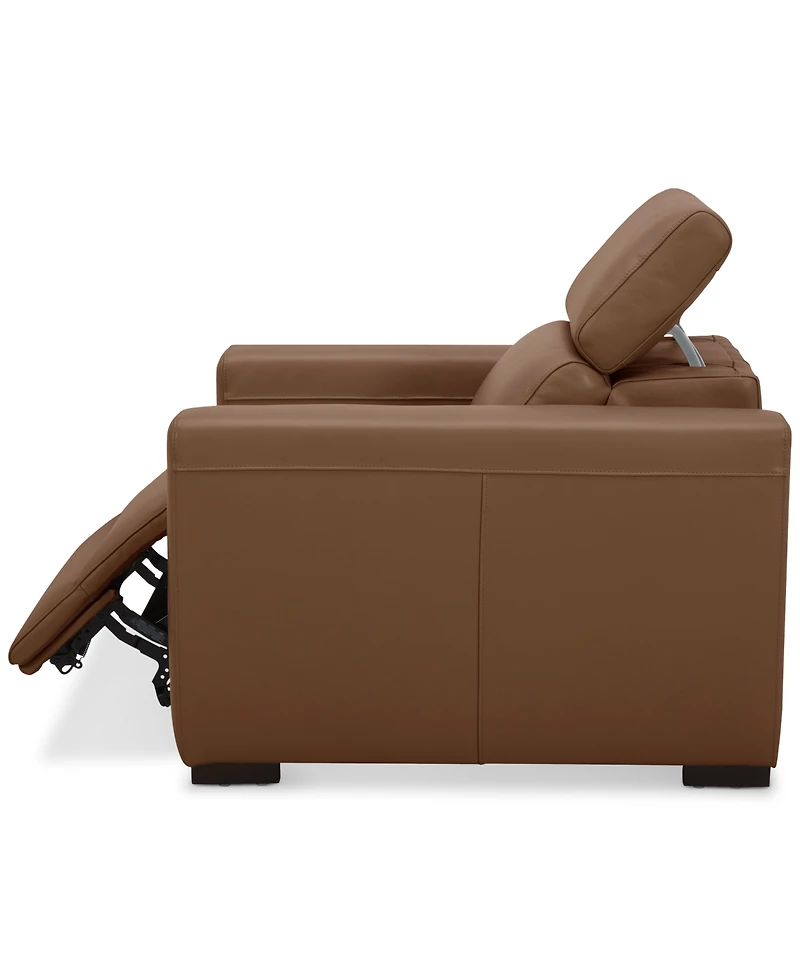 Nevio 39" Leather Power Recliner and Headrest, Created For Macy's