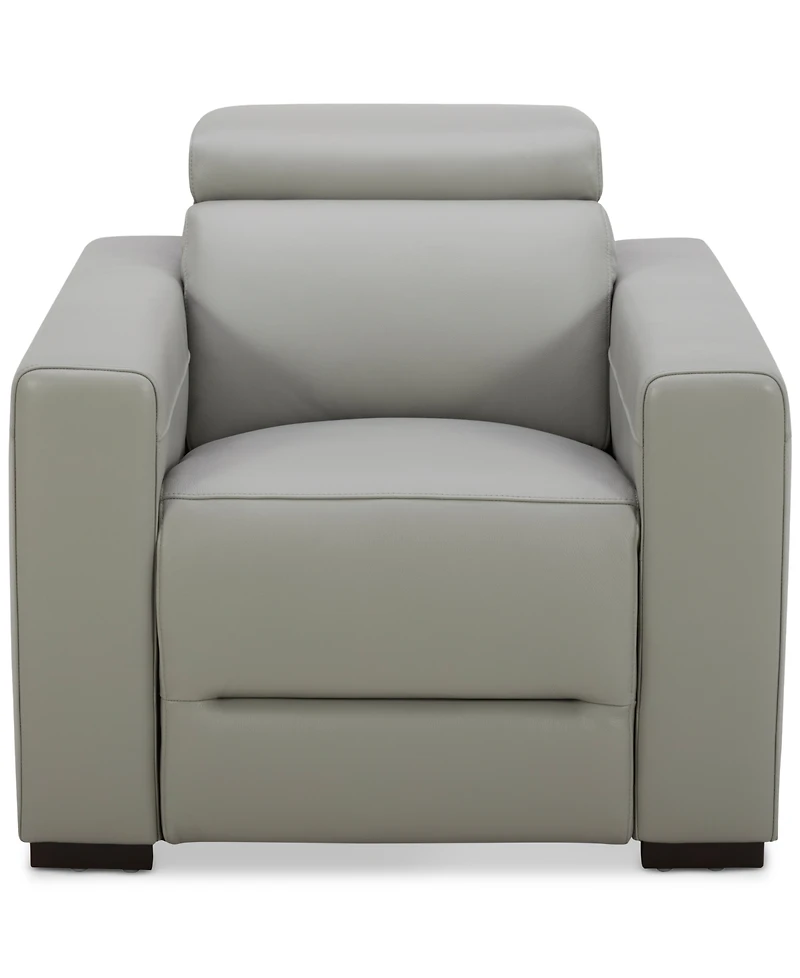 Nevio 39" Leather Power Recliner and Headrest, Created For Macy's
