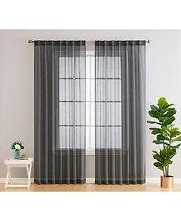 Hlc.me Lauren Semi Sheer Light Filtering Transparent Pocket Top & Back Tab Lightweight Window Curtains Drapery Panels Bedroom & Living Room