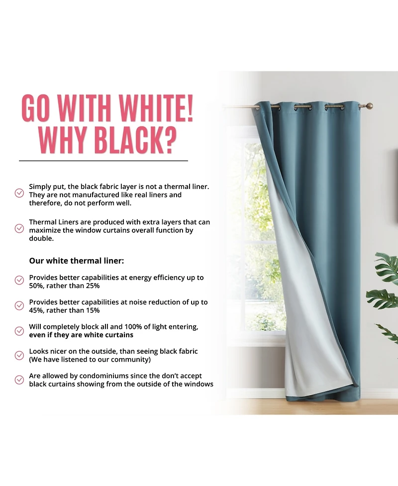 Hlc.me Dakota 100% Complete Blackout Lined Drapery with Double Layer Thermal Insulated Energy Efficient Window Curtain Grommet Panels, Set of 2