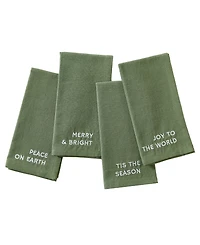 Elrene Joyful Sentiment Embroidered Napkins, Set of 4, 17" x