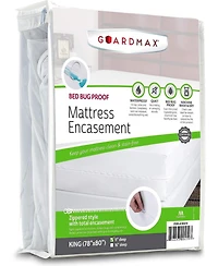 Guardmax Waterproof Zippered Mattress Encasement -King Size (11-13 Deep) - White