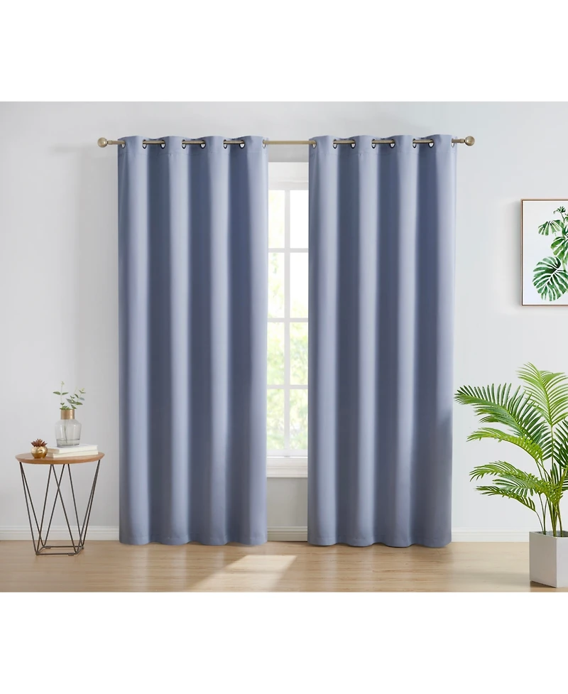 Hlc.me Oxford Room Darkening Curtains for Bedroom, Noise Reduction Thermal Insulated Window Curtain Grommet Panels