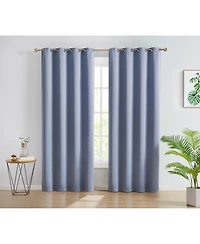 Hlc.me Oxford Room Darkening Curtains for Bedroom, Noise Reduction Thermal Insulated Window Curtain Grommet Panels