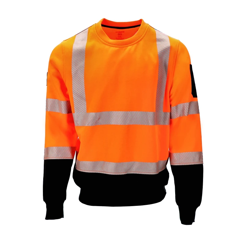 RefrigiWear Men's HiVis Crewneck Sweatshirt with Reflective Tape - High Visibility Safety Pullover