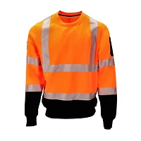 RefrigiWear Men's HiVis Crewneck Sweatshirt with Reflective Tape - High Visibility Safety Pullover