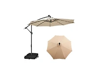 10 Feet Cantilever Umbrella with 32 Led Lights and Solar Panel Batteries