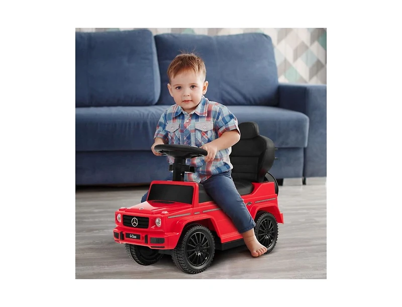 3-In-1 Ride on Push Car Mercedes Benz Stroller Sliding with Canopy