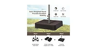 Slickblue 15 Ft Solar Led Patio Double-sided Umbrella Market with Weight Base