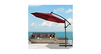 360° Rotation Solar Powered Led Patio Offset Umbrella without Weight Base