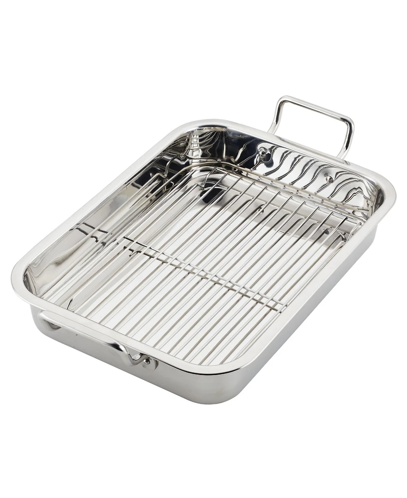 Farberware Classic Series Stainless Steel 17" x 12.25" Roaster with Rack