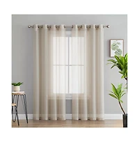 Hlc.me 2 Piece Semi Sheer Voile Window Curtain Drapes Grommet Panels for Bedroom