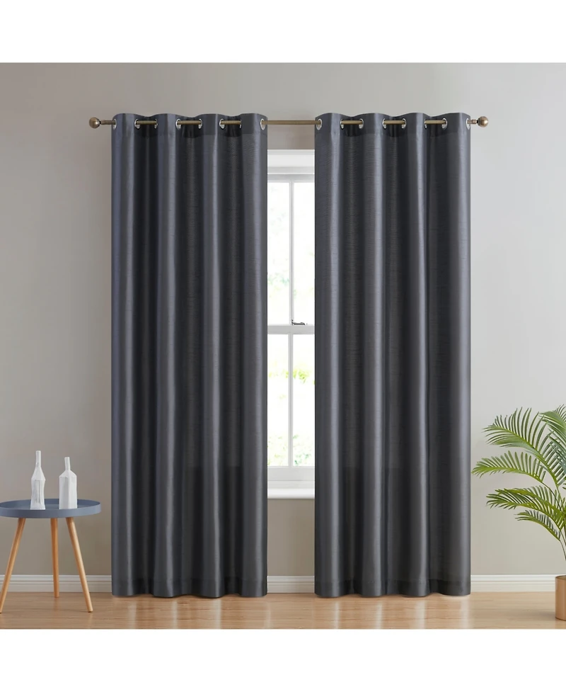 Hlc.me Jefferson Faux Silk Semi Sheer Light Filtering Microfiber Lined Grommet Lightweight Window Curtain Panels