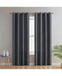 Hlc.me Jefferson Faux Silk Semi Sheer Light Filtering Microfiber Lined Grommet Lightweight Window Curtain Panels