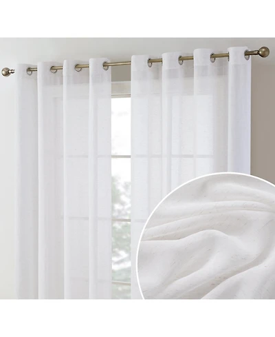 Hlc.me Sierra Burlap Flax Linen Semi Sheer Privacy Light Filtering Transparent Window Grommet Thick Curtains Drapery Panels for Office & Living Room