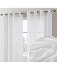 Hlc.me Sierra Burlap Flax Linen Semi Sheer Privacy Light Filtering Transparent Window Grommet Thick Curtains Drapery Panels for Office & Living Room