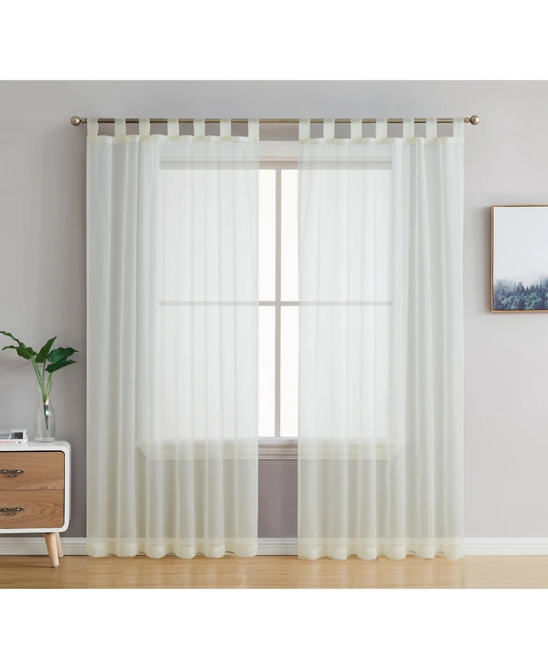 Hlc.me Tab Top Window Curtain Sheer Voile Panels for Living Room & Bedroom