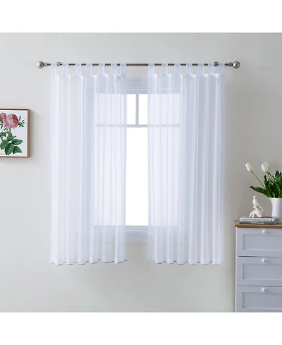 Hlc.me Tab Top Window Curtain Sheer Voile Panels for Living Room & Bedroom