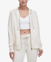 Dkny Sport Women's Logo-Drawstring Fleece Full-Zip Hoodie