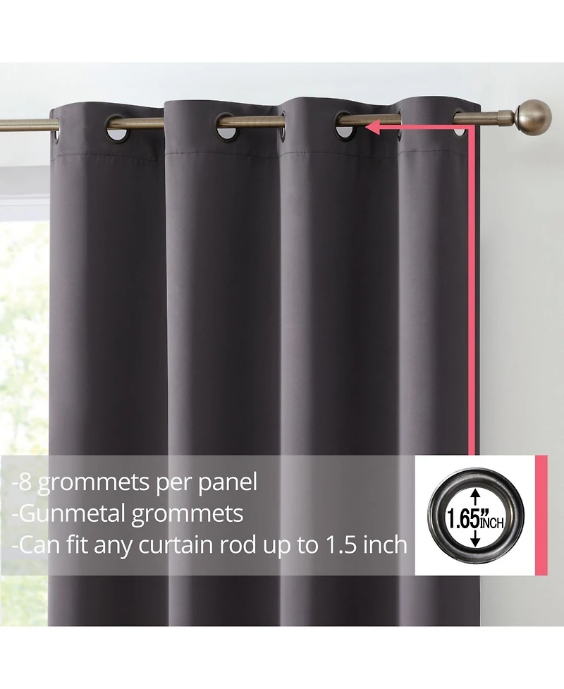 Hlc.me Oxford Room Darkening Curtains for Bedroom, Noise Reduction Thermal Insulated Window Curtain Grommet Panels