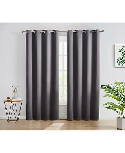 Hlc.me Oxford Room Darkening Curtains for Bedroom, Noise Reduction Thermal Insulated Window Curtain Grommet Panels